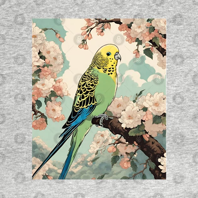 Cute Parakeet Staring in Vintage Retro Japan Parakeet Bird Dad Parrot Owner by wigobun